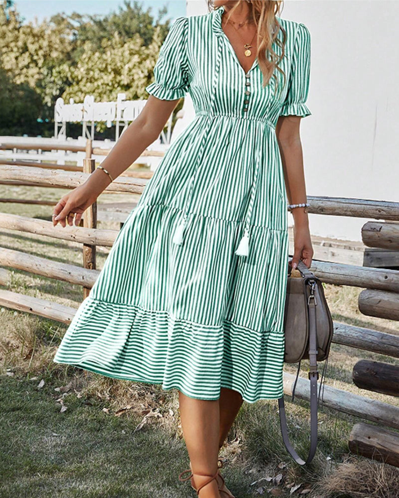 Abito Midi a Righe Elegante per Donna