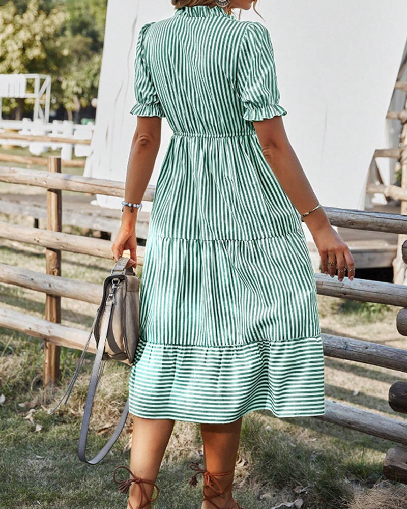 Abito Midi a Righe Elegante per Donna