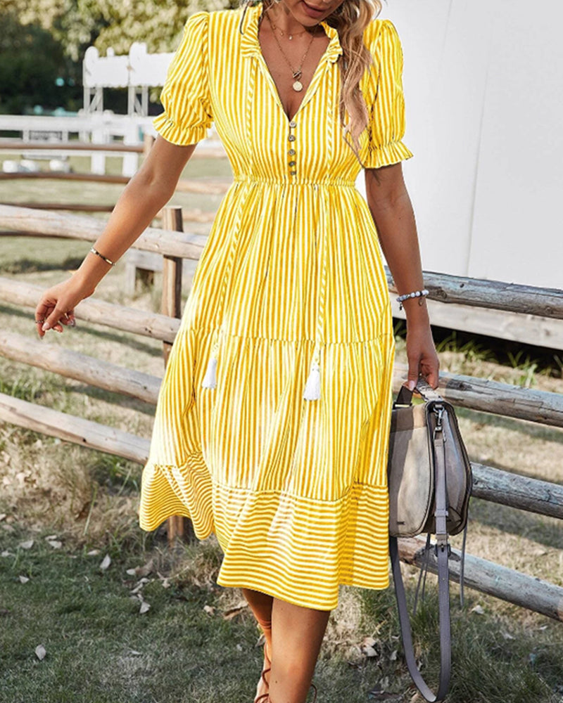 Abito Midi a Righe Elegante per Donna