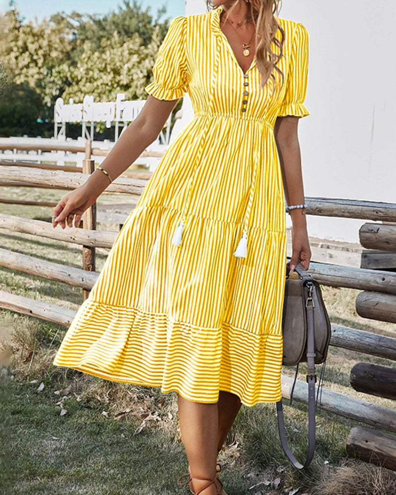 Abito Midi a Righe Elegante per Donna