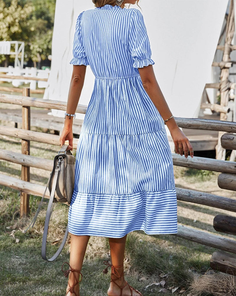 Abito Midi a Righe Elegante per Donna