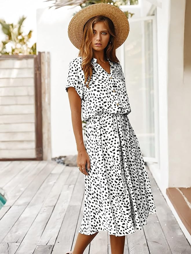 Abito Midi Elegante con Maniche Corte per Donna | Clara