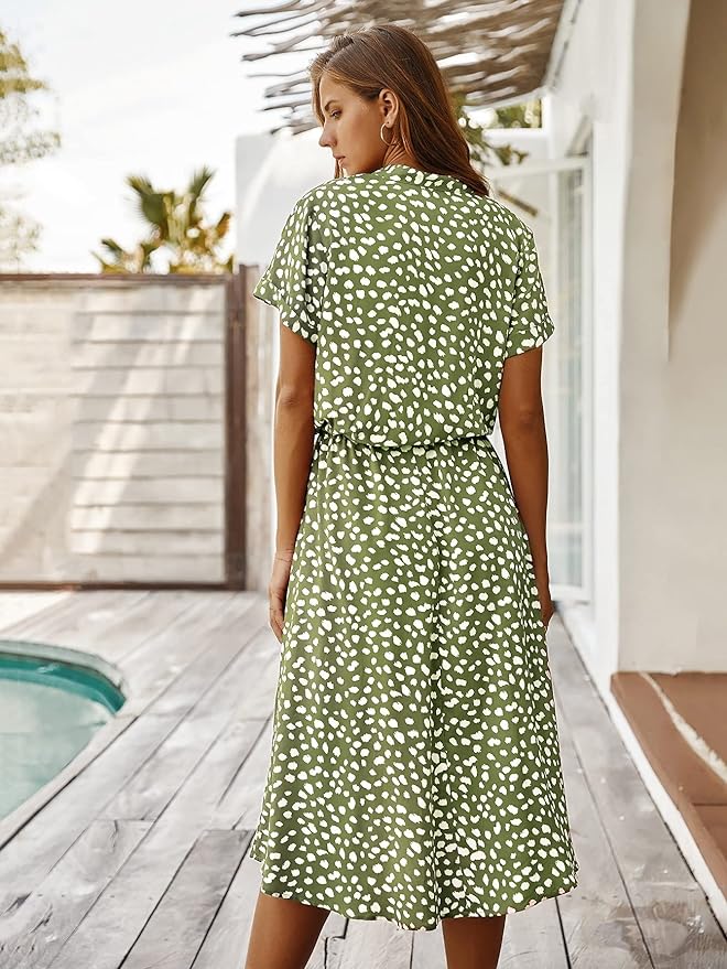 Abito Midi Elegante con Maniche Corte per Donna | Clara