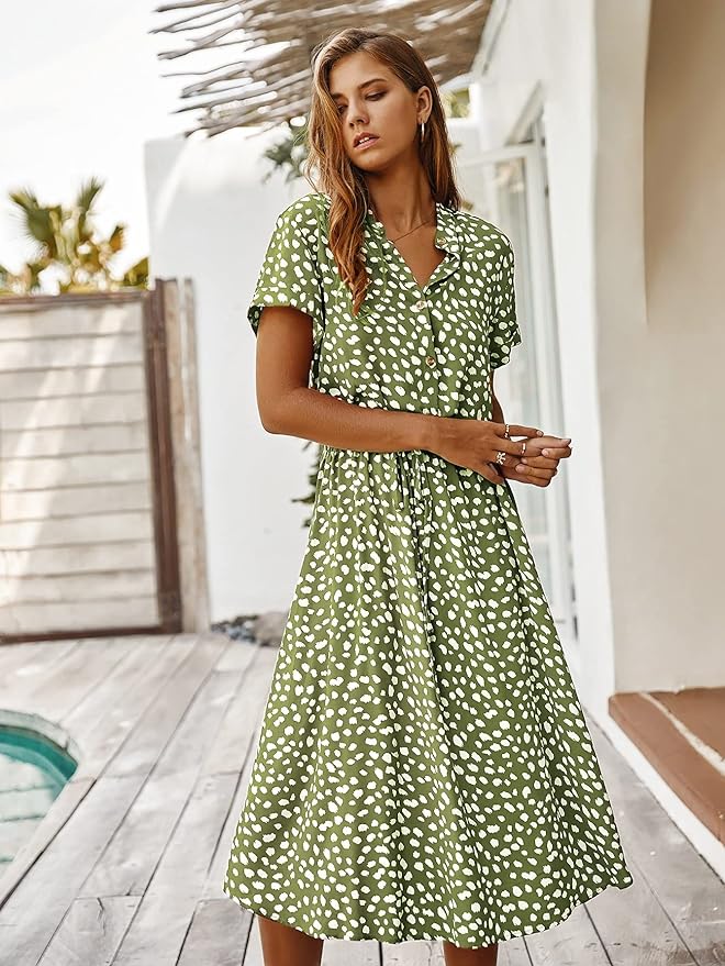 Abito Midi Elegante con Maniche Corte per Donna | Clara