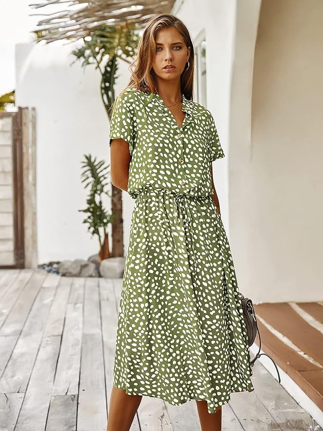 Abito Midi Elegante con Maniche Corte per Donna | Clara