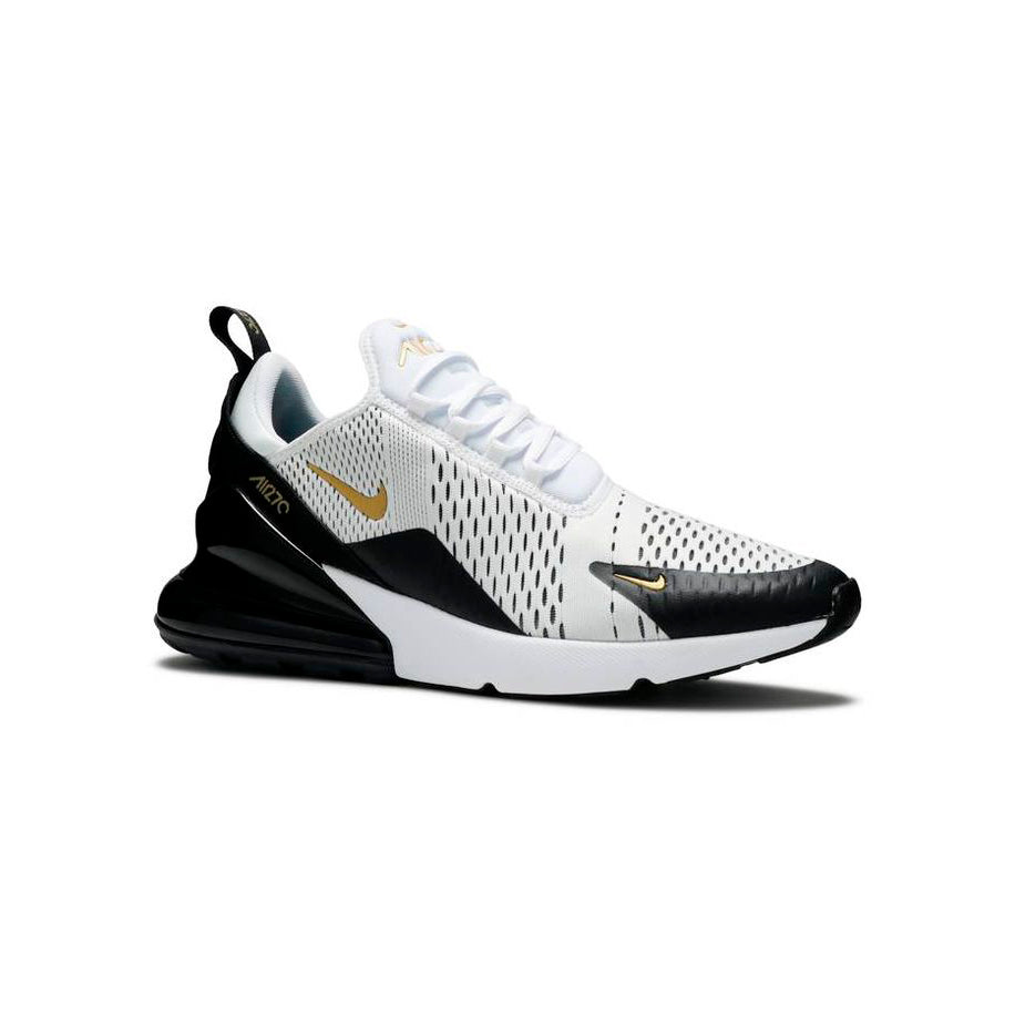 Nike Air Max 270 Bianco Nero Oro Metallico Uomo Sneakers Eleganti