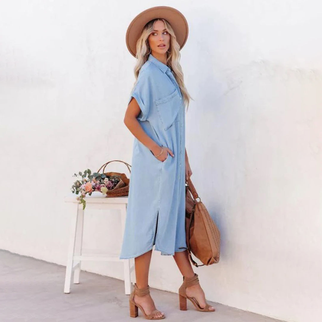 Abito Casual Lungo Blu per Donna