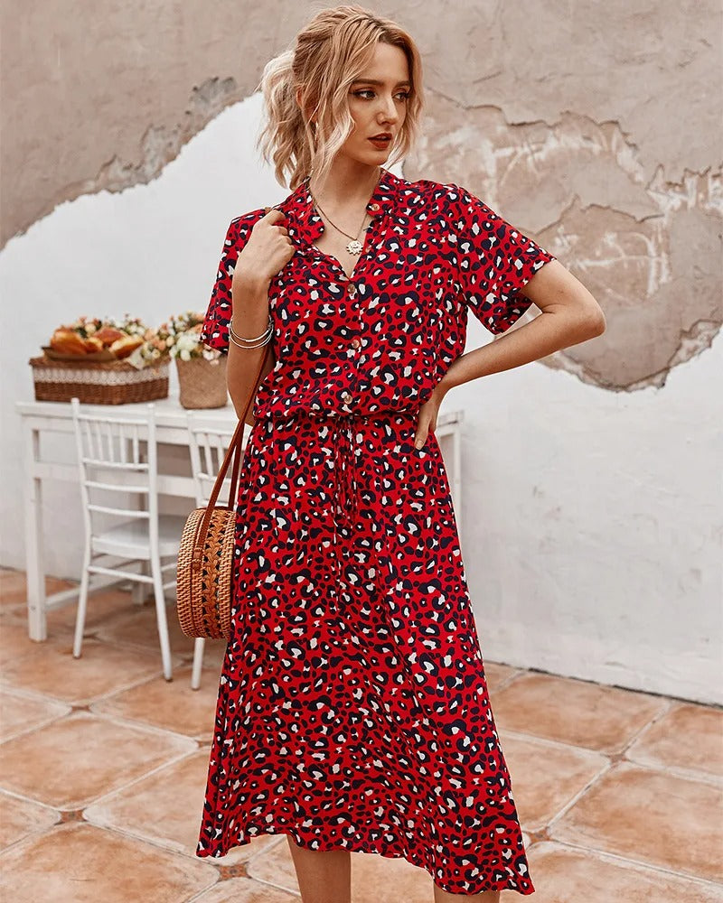 Abito Midi Elegante con Maniche Corte per Donna | Clara