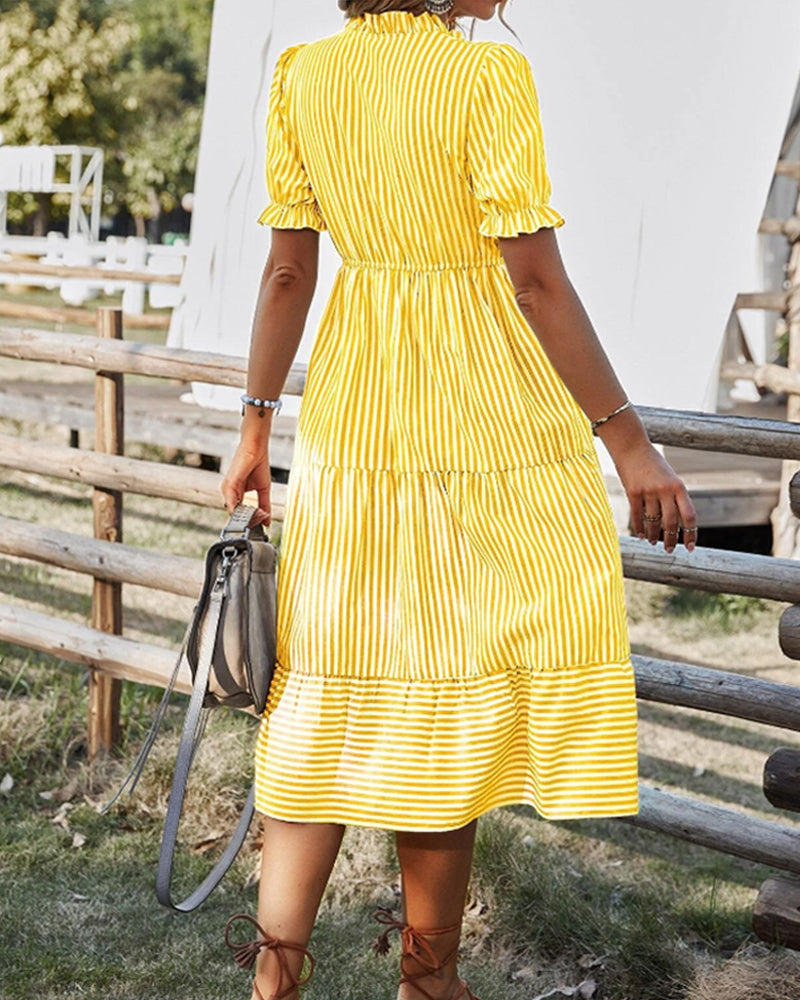 Abito Midi a Righe Elegante per Donna