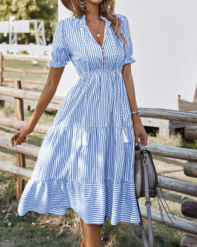 Abito Midi a Righe Elegante per Donna