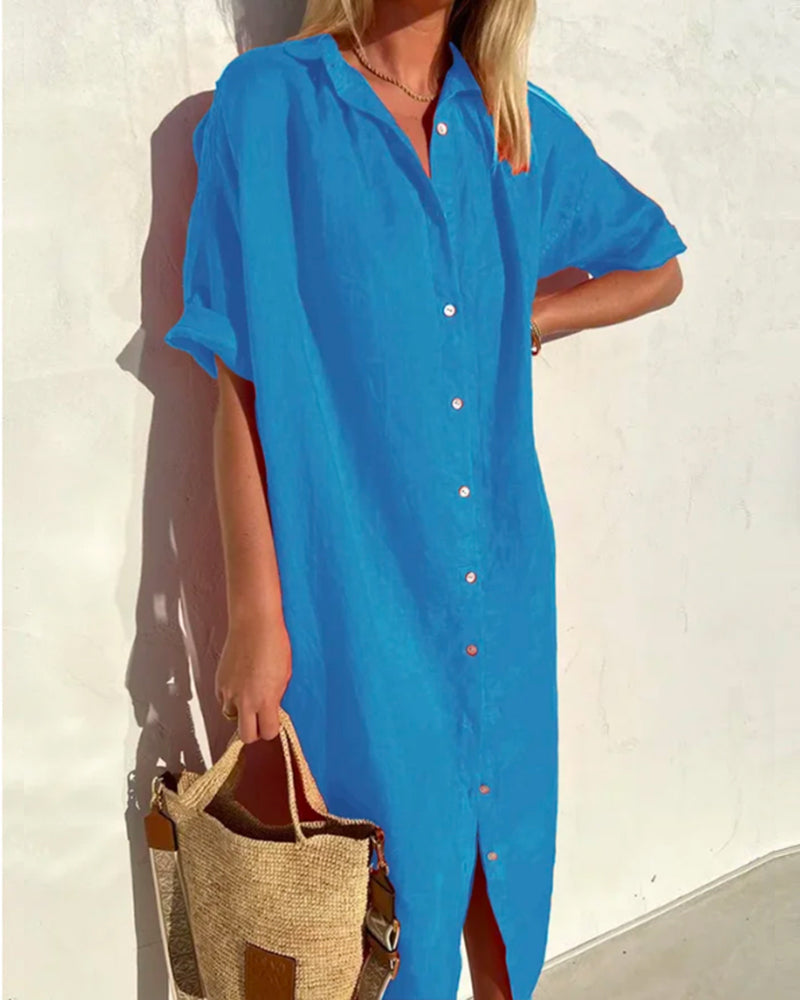 Abito Midi Elegante con Bottoni per Donna