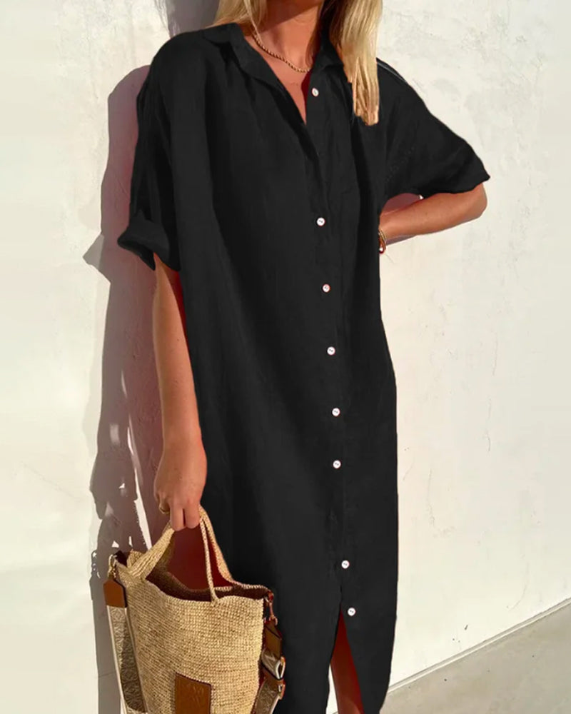 Abito Midi Elegante con Bottoni per Donna
