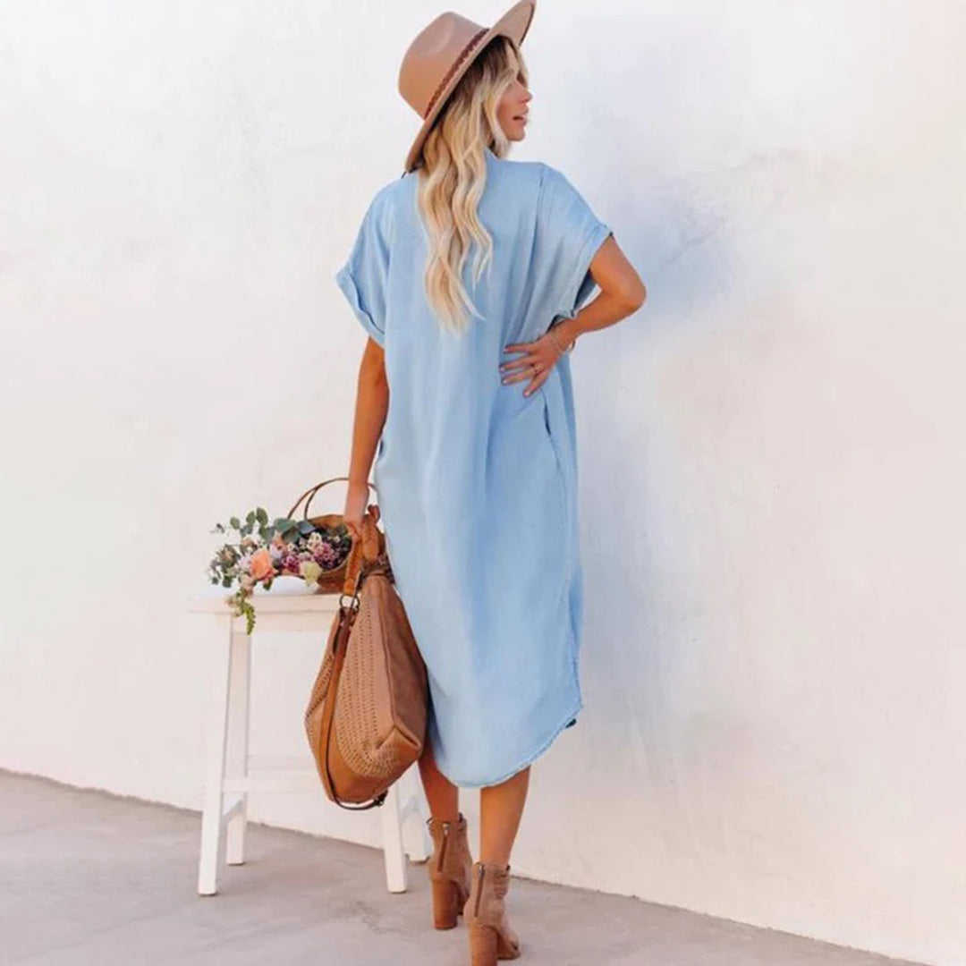 Abito Casual Lungo Blu per Donna