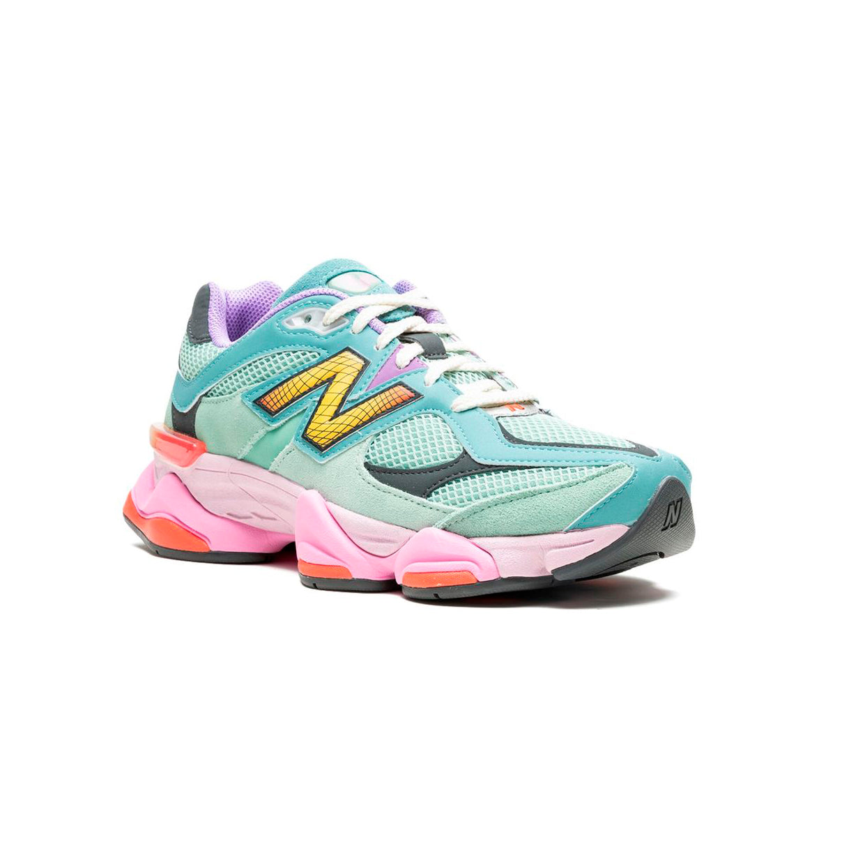New Balance 9060 Scarpe Donna Verde Menta e Rosa Fluo in Mesh e Pelle